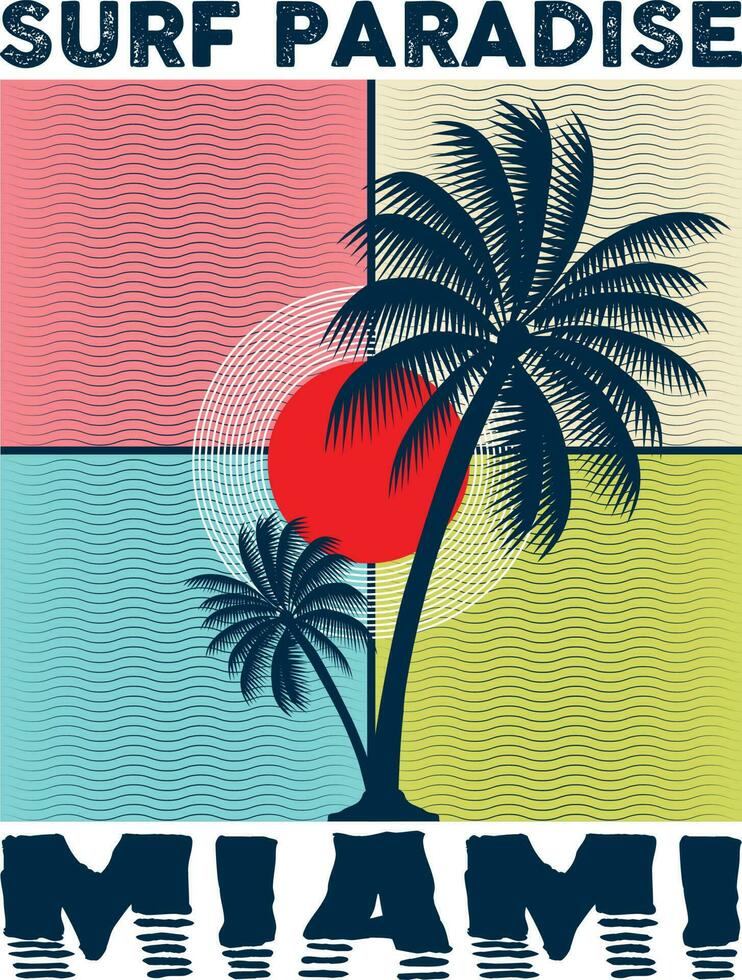 navegar paraíso Miami camiseta diseño vector ilustración