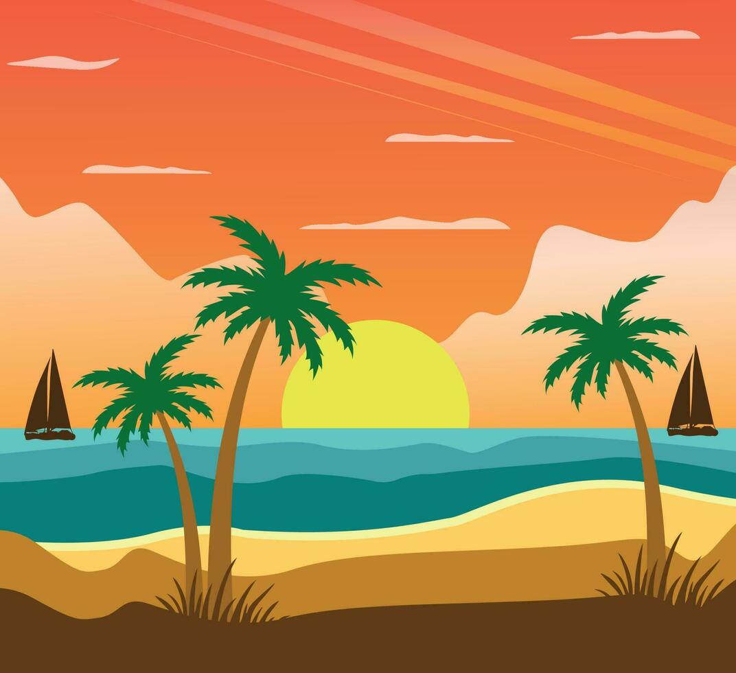 Summer Beach Vector Illustration