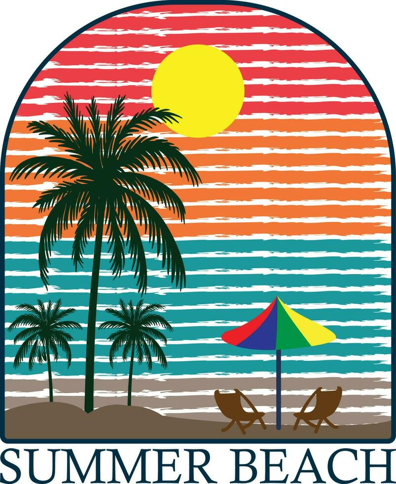 verano playa camiseta diseño vector ilustración