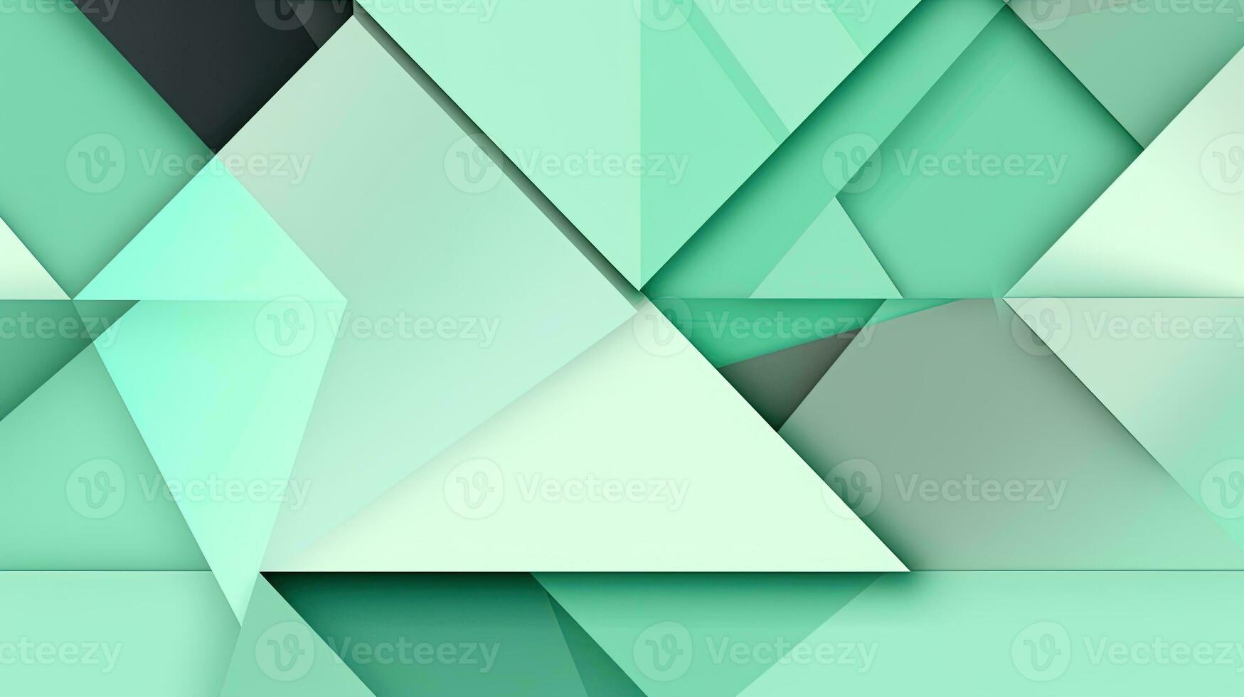 Abstract geometric background with triangles in green colors. 3d rendering. photo