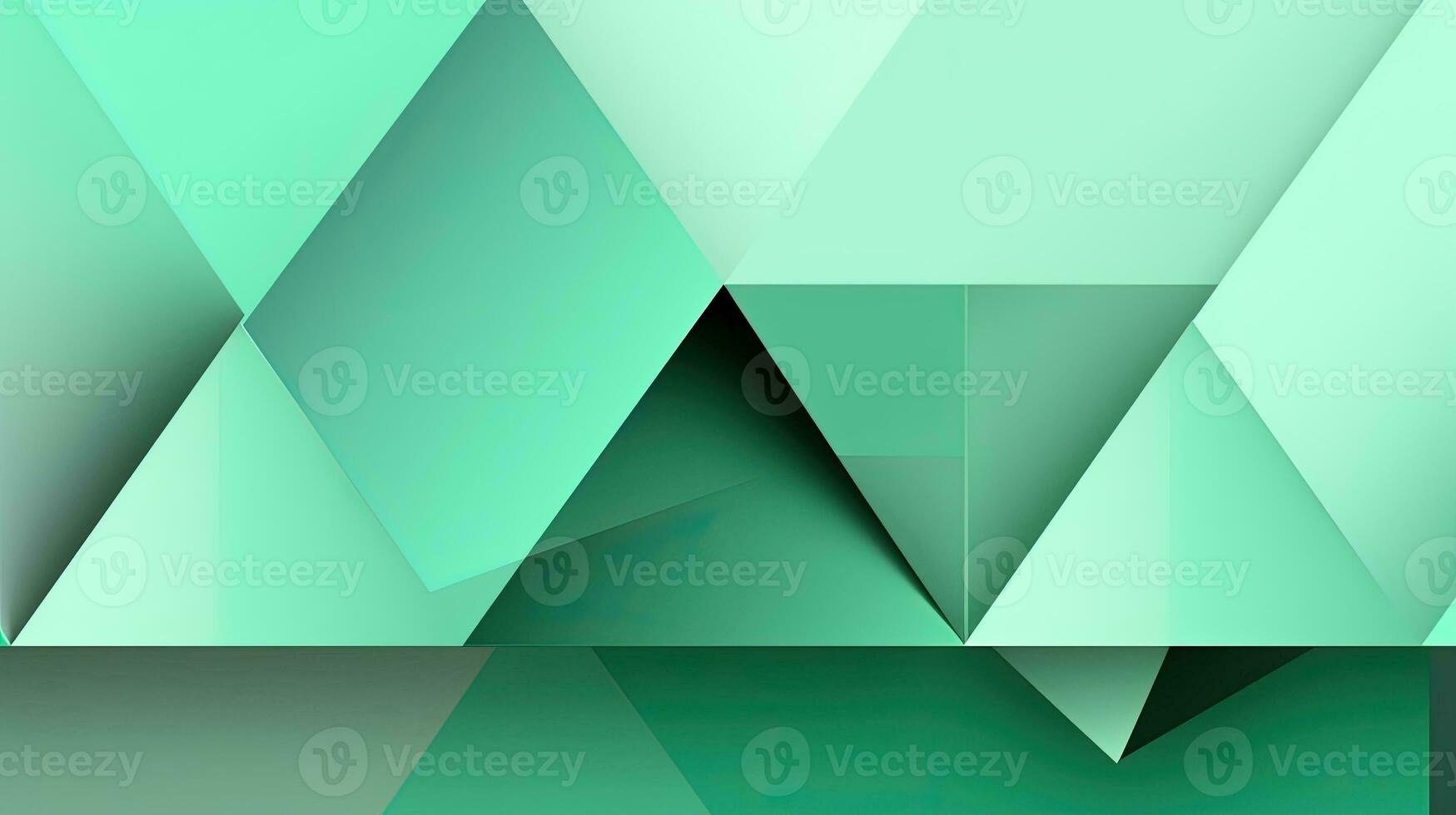 Abstract geometric background with triangles in green colors. 3d rendering. photo