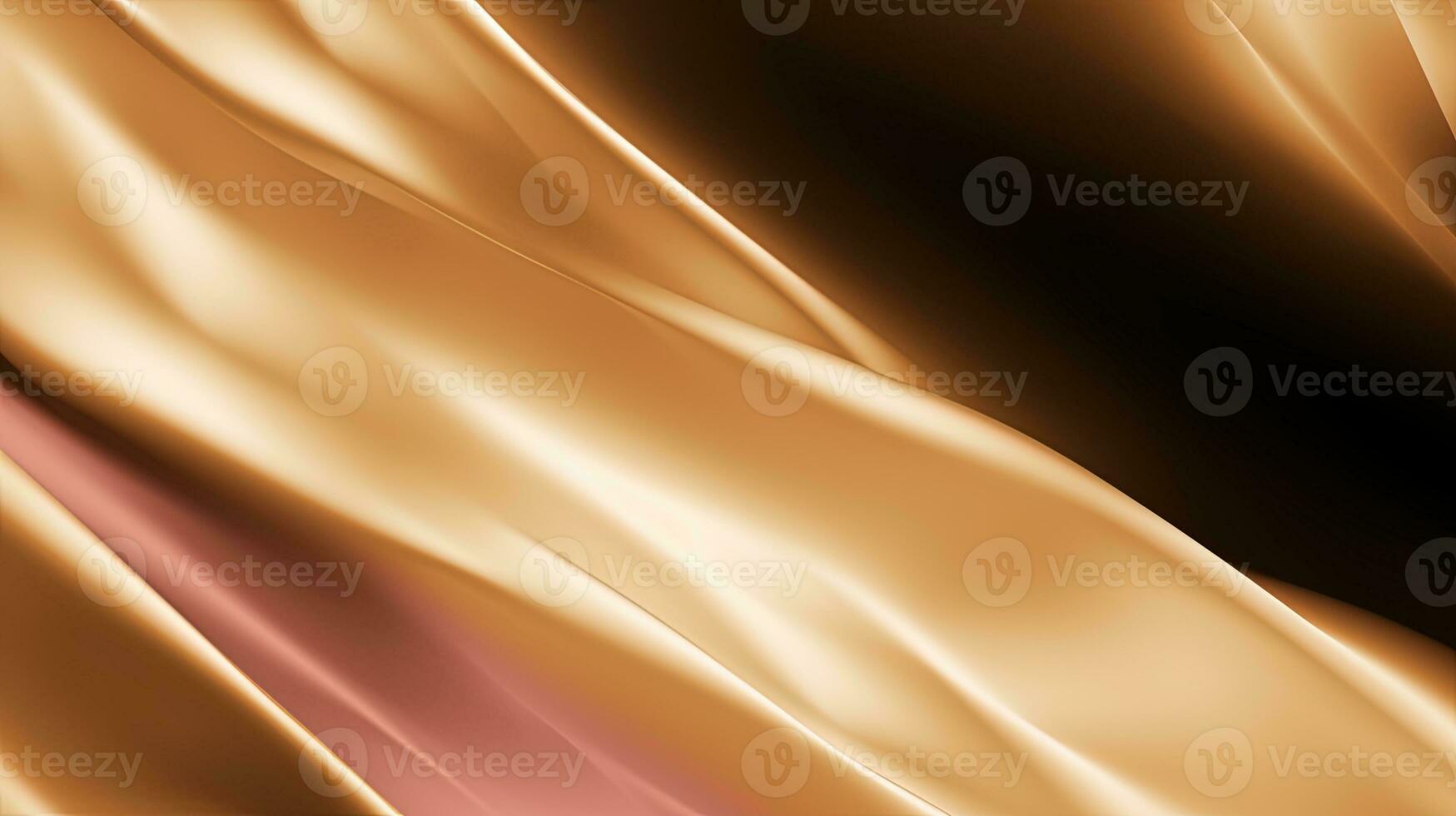 Gold satin fabric texture background. Closeup of rippled golden silk fabric. 3d render illustration photo