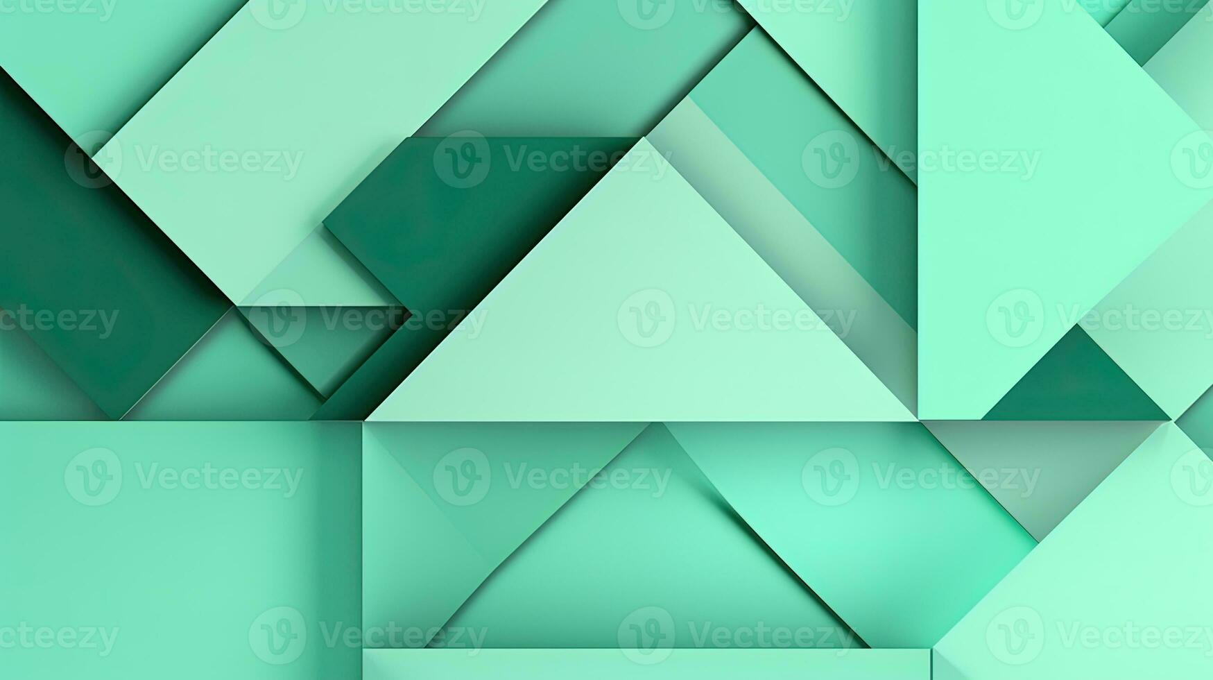 Abstract geometric background with triangles in green colors. 3d rendering. photo