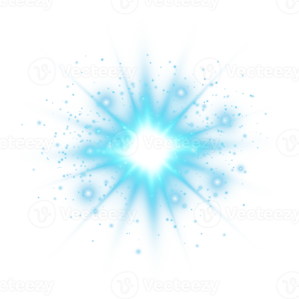 Blue glowing lights effects isolated. Solar flare with beams and spotlight. Glow effect. Starburst with sparkles. PNG. png