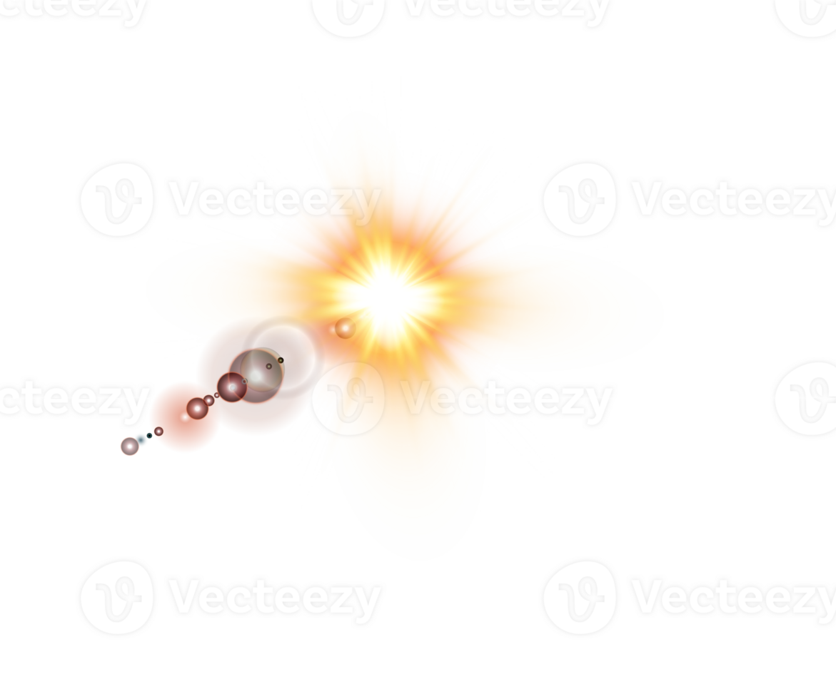 dorado brillante luces efectos aislado. solar llamarada con vigas y destacar. resplandor efecto. Starburst con destellos png. png