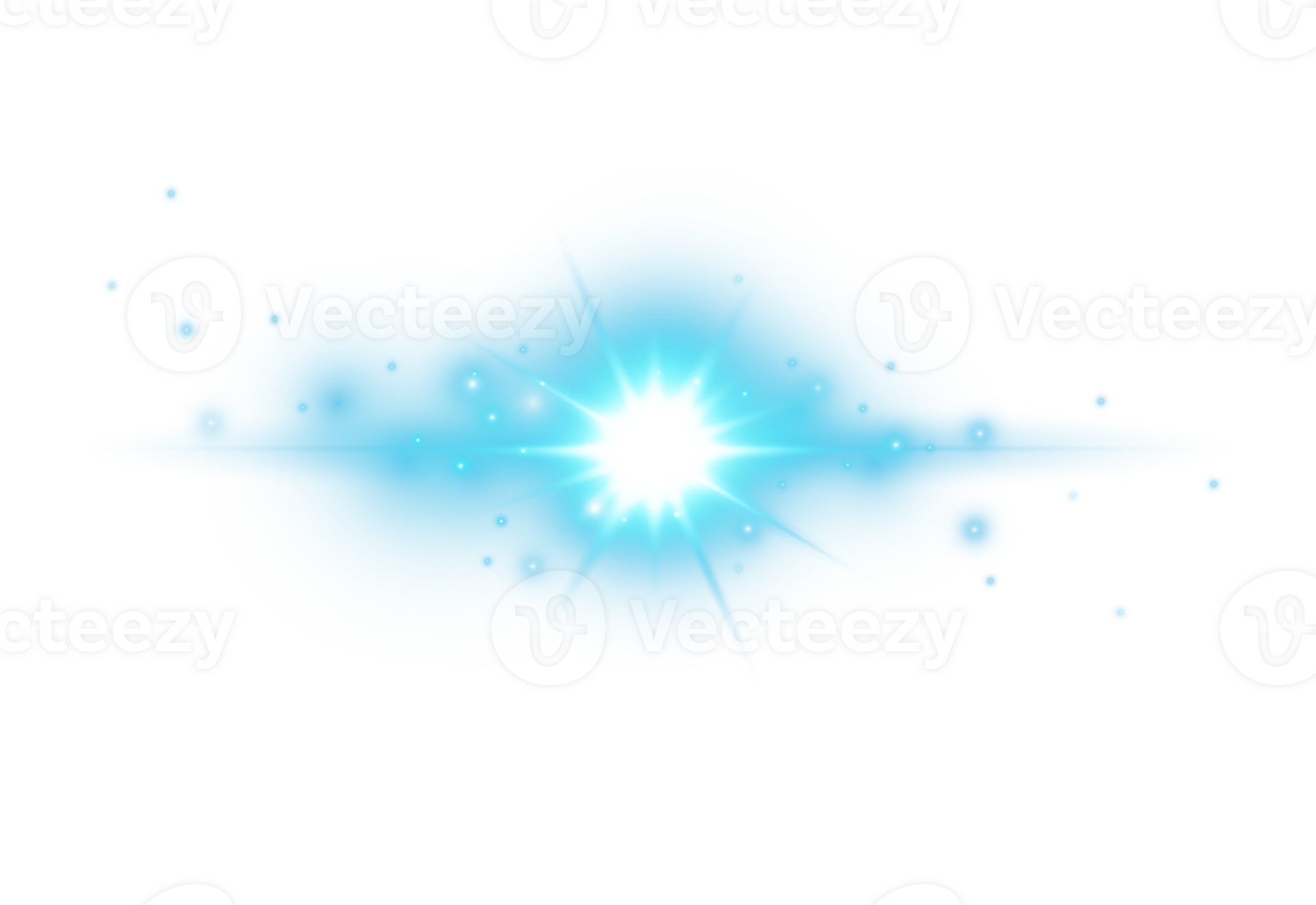 Blue glowing lights effects isolated. Solar flare with beams and