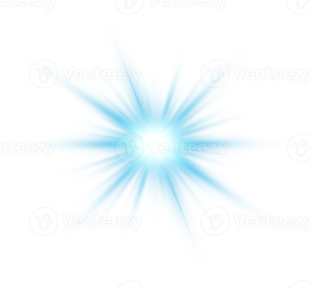 Blue glowing lights effects isolated. Solar flare with beams and spotlight. Glow effect. Starburst with sparkles. PNG. png