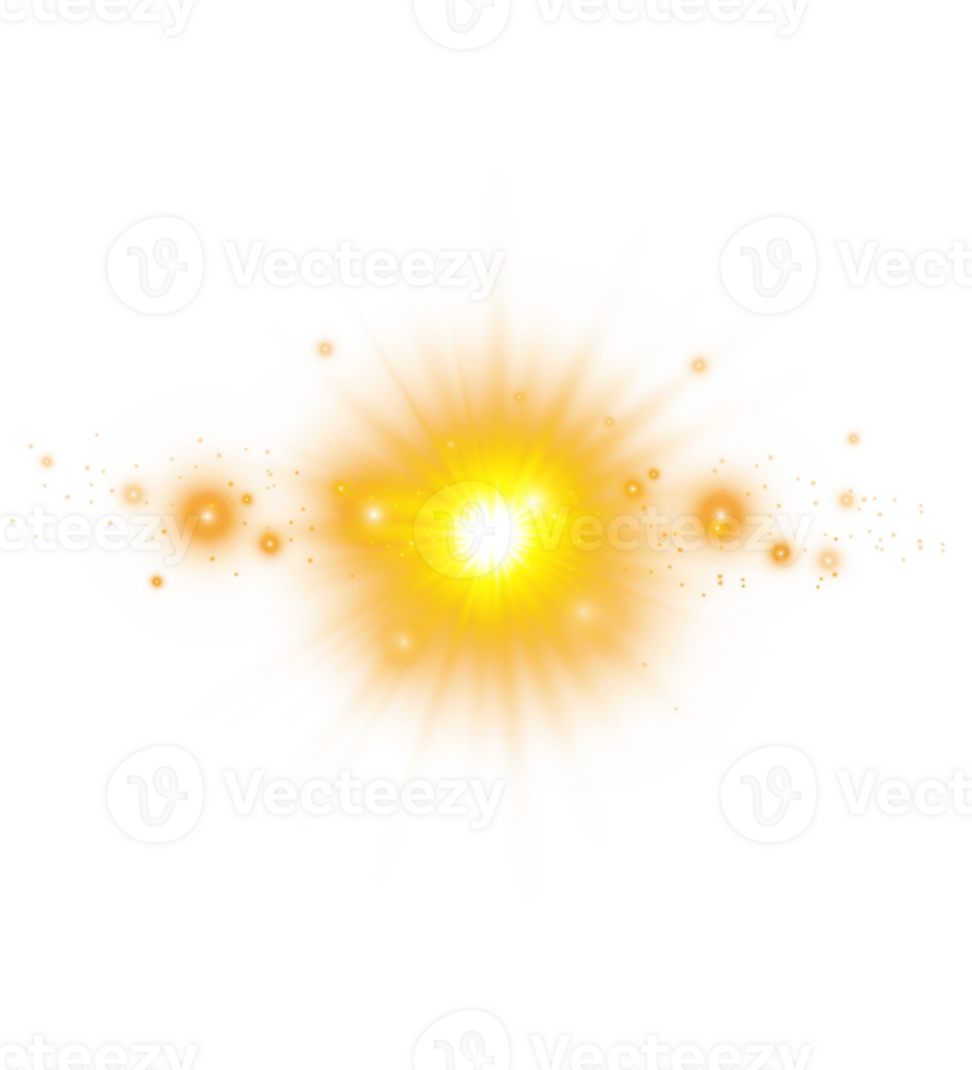 Golden glowing lights effects isolated. Solar flare with beams and spotlight. Glow effect. Starburst with sparkles. PNG. png
