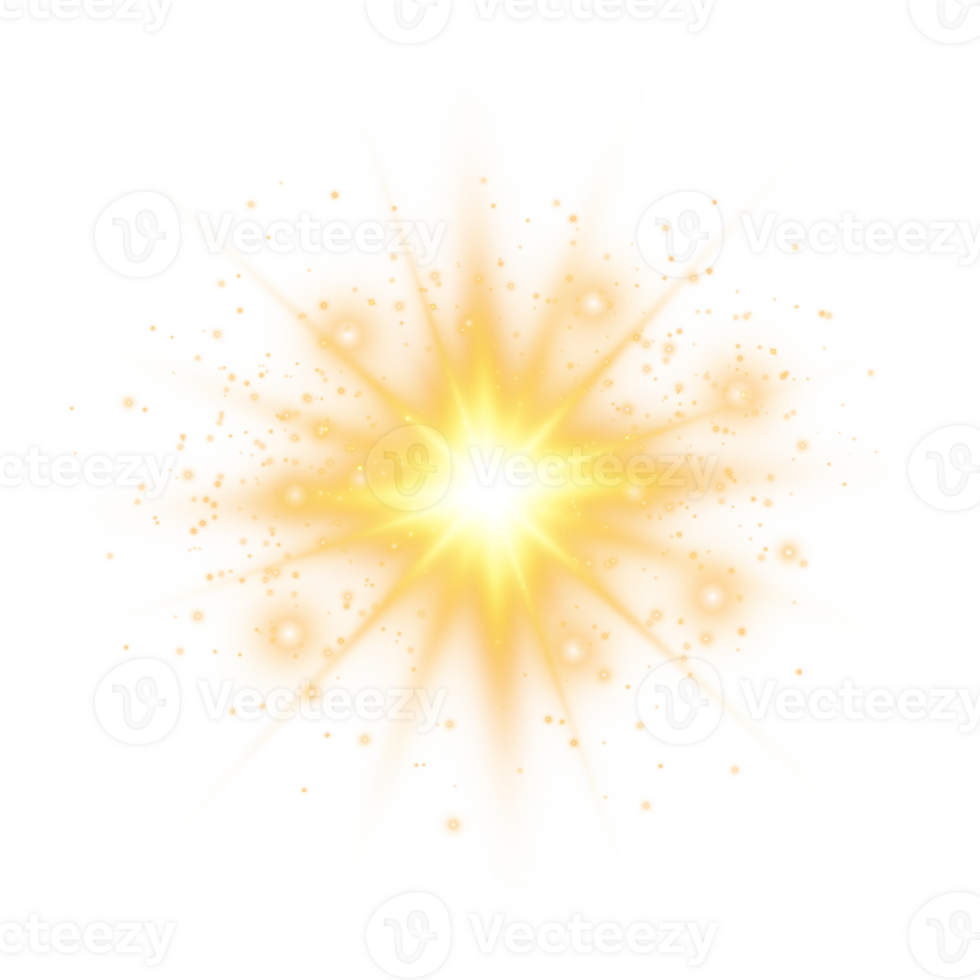 Golden glowing lights effects isolated. Solar flare with beams and spotlight. Glow effect. Starburst with sparkles. PNG. png