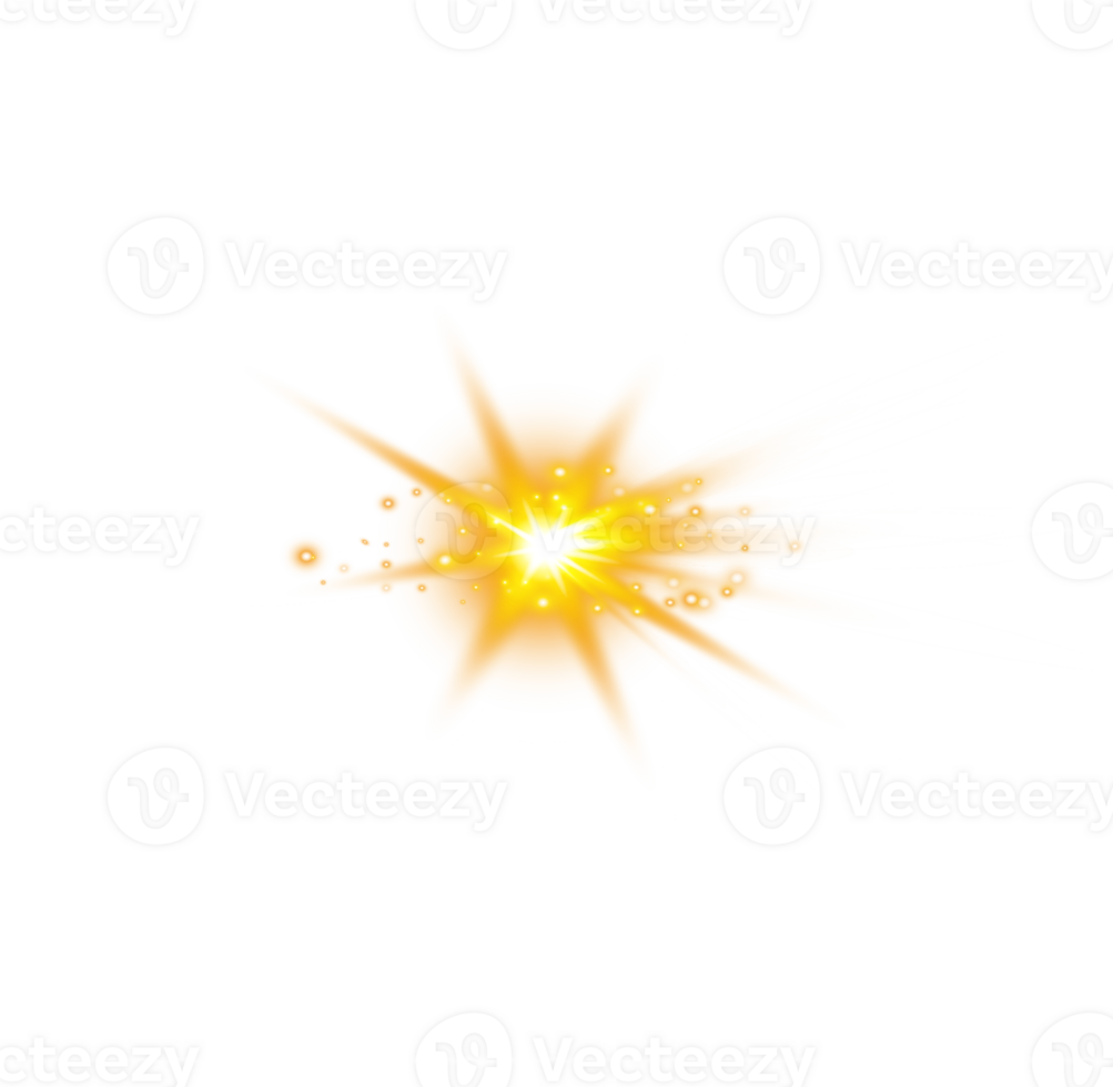 Golden glowing lights effects isolated. Solar flare with beams and spotlight. Glow effect. Starburst with sparkles. PNG. png