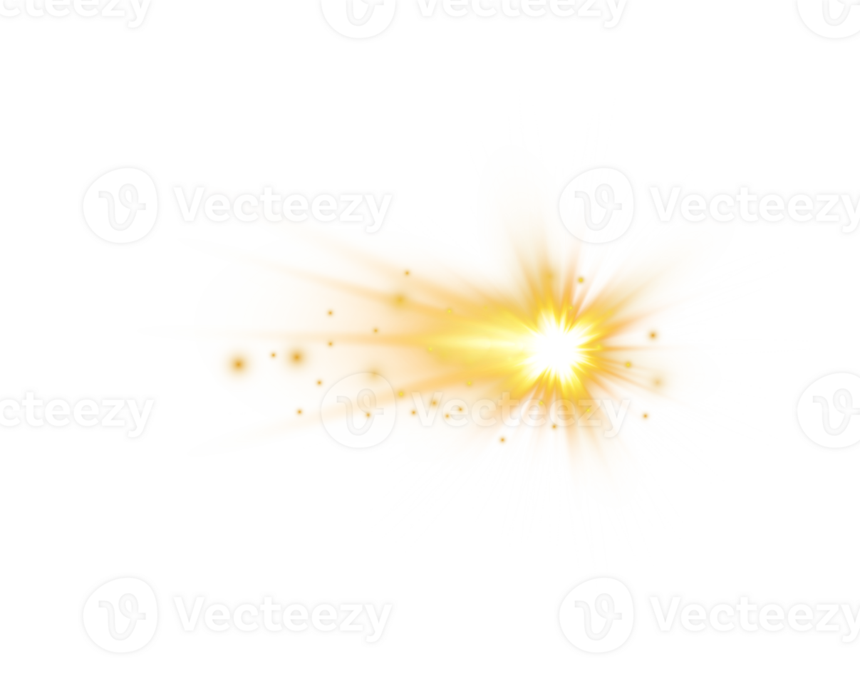 Golden glowing lights effects isolated. Solar flare with beams and spotlight. Glow effect. Starburst with sparkles. PNG. png