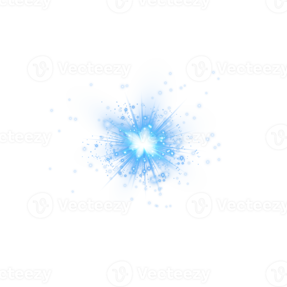 Blue glowing lights effects isolated. Solar flare with beams and spotlight. Glow effect. Starburst with sparkles. PNG. png