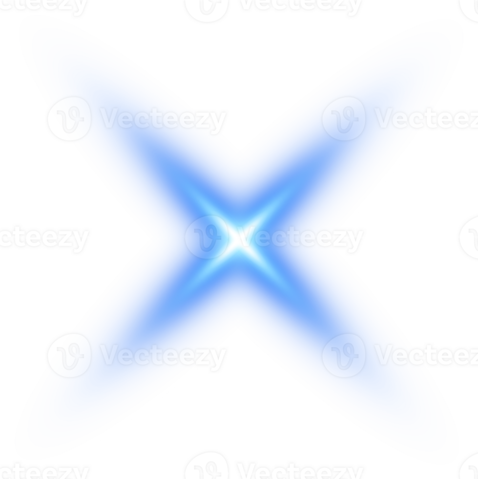 blauw gloeiend lichten Effecten geïsoleerd. zonne- gloed met balken en schijnwerper. gloed effect. starburst met schittert. png. png