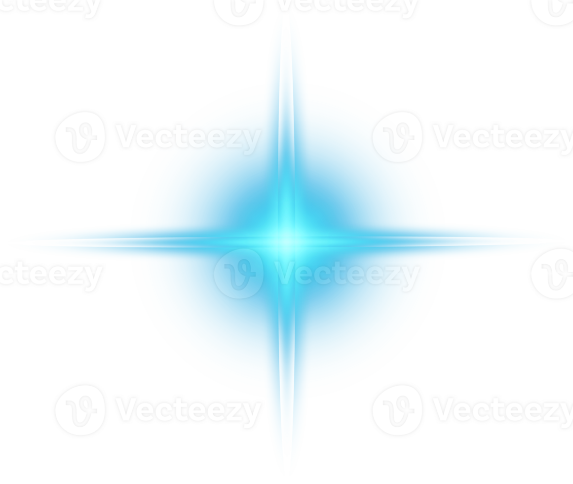 Blue glowing lights effects isolated. Solar flare with beams and