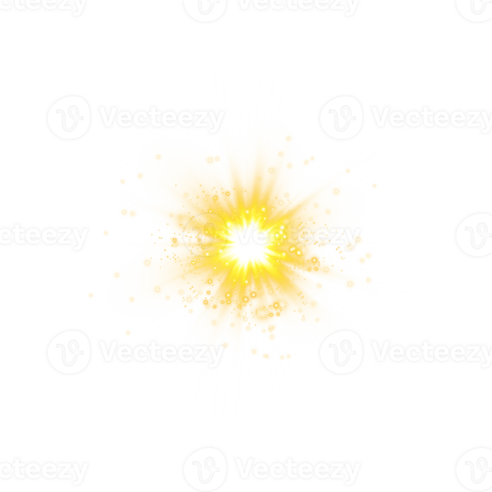 Golden glowing lights effects isolated. Solar flare with beams and spotlight. Glow effect. Starburst with sparkles. PNG. png
