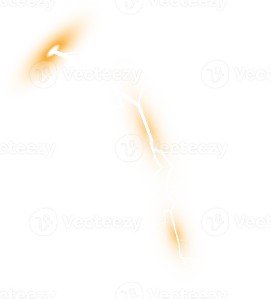 Yellow Magic lightning and bright light effects. Discharge electric current. Charge current. Natural phenomena. PNG. png