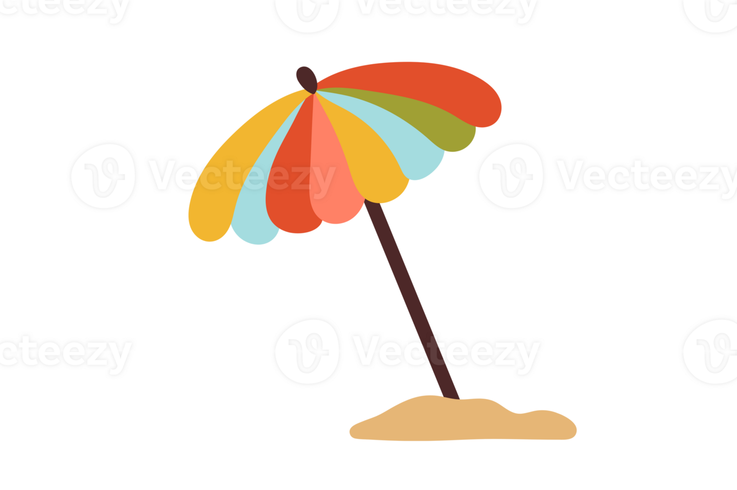 Colorful beach umbrella on sandy beach 23449521 PNG