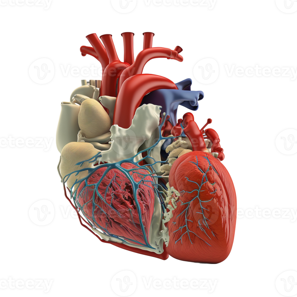 coração anatomia em transparente fundo, criada com generativo ai png