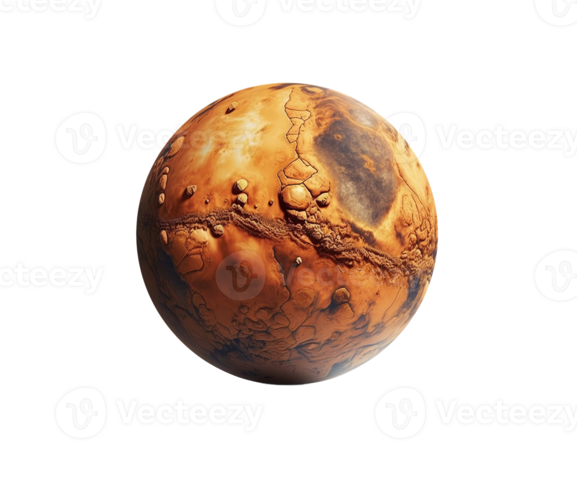 Planet Mars on transparent background, created with png