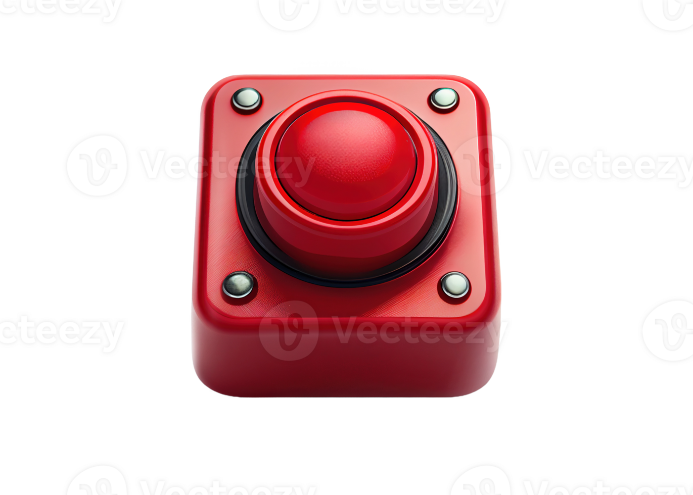 Red panic button on transparent background, created with png