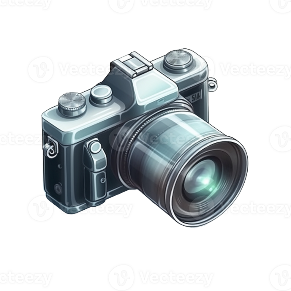 Camera icon with translucent glass on the transparent background, created with png