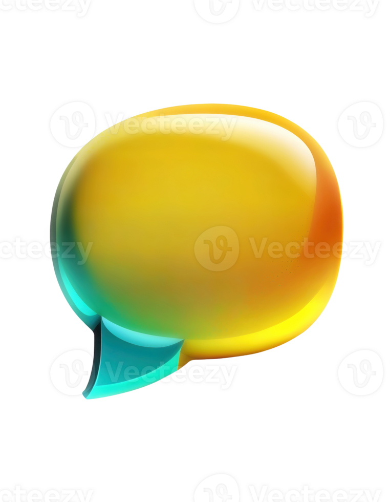 3D speech bubble icon on transparent background, created with png