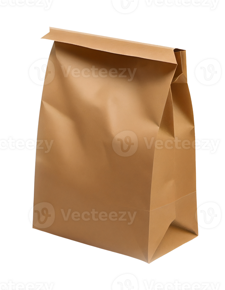 Brown paper bag on transparent background, created with png