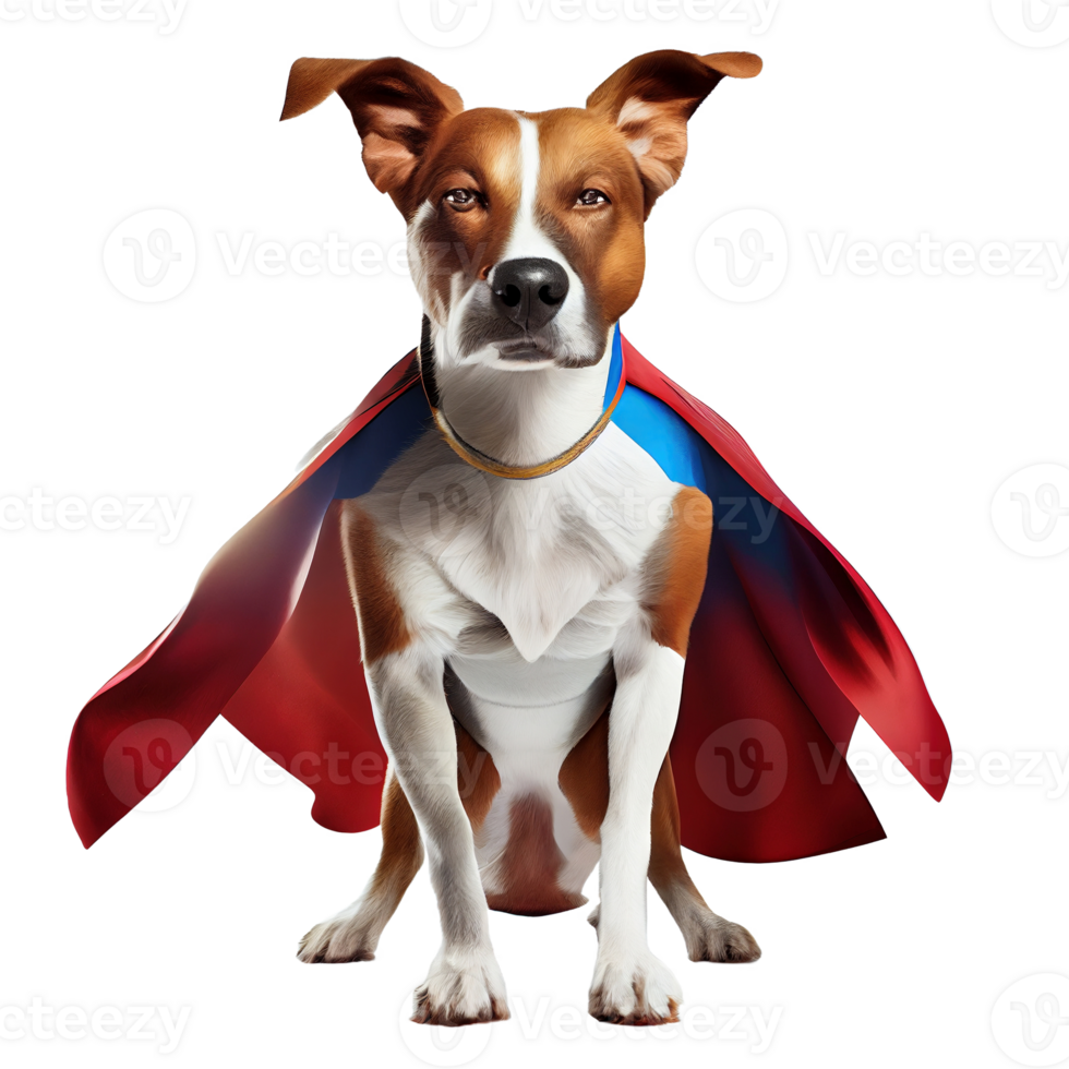 Dog superhero on transparent background, created with png