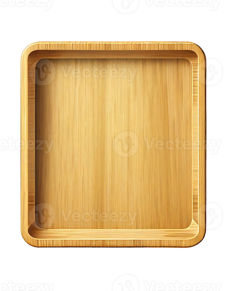 Empty bamboo tray on transparent background, created with png