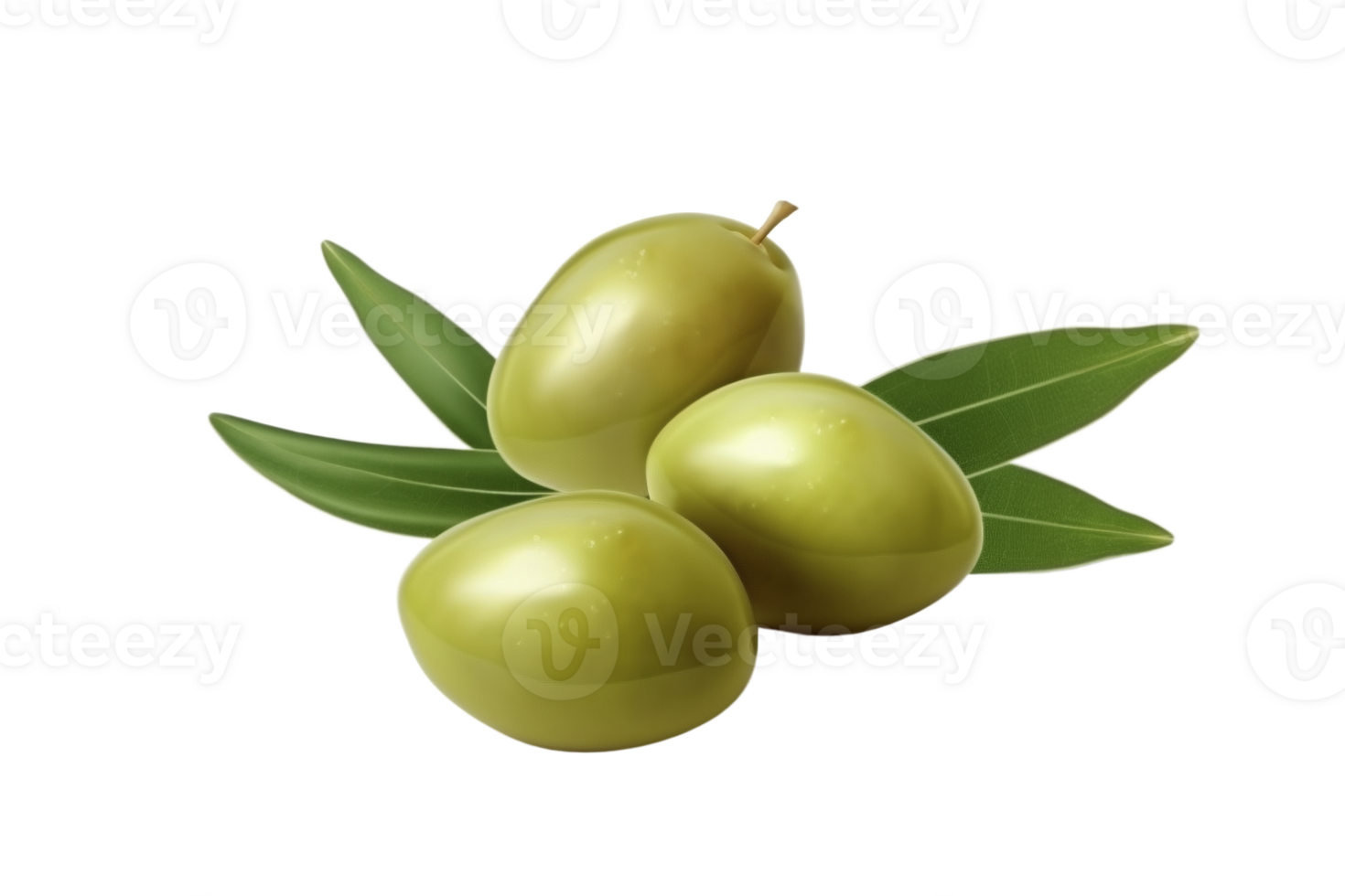 Green olives on transparent background, created with png