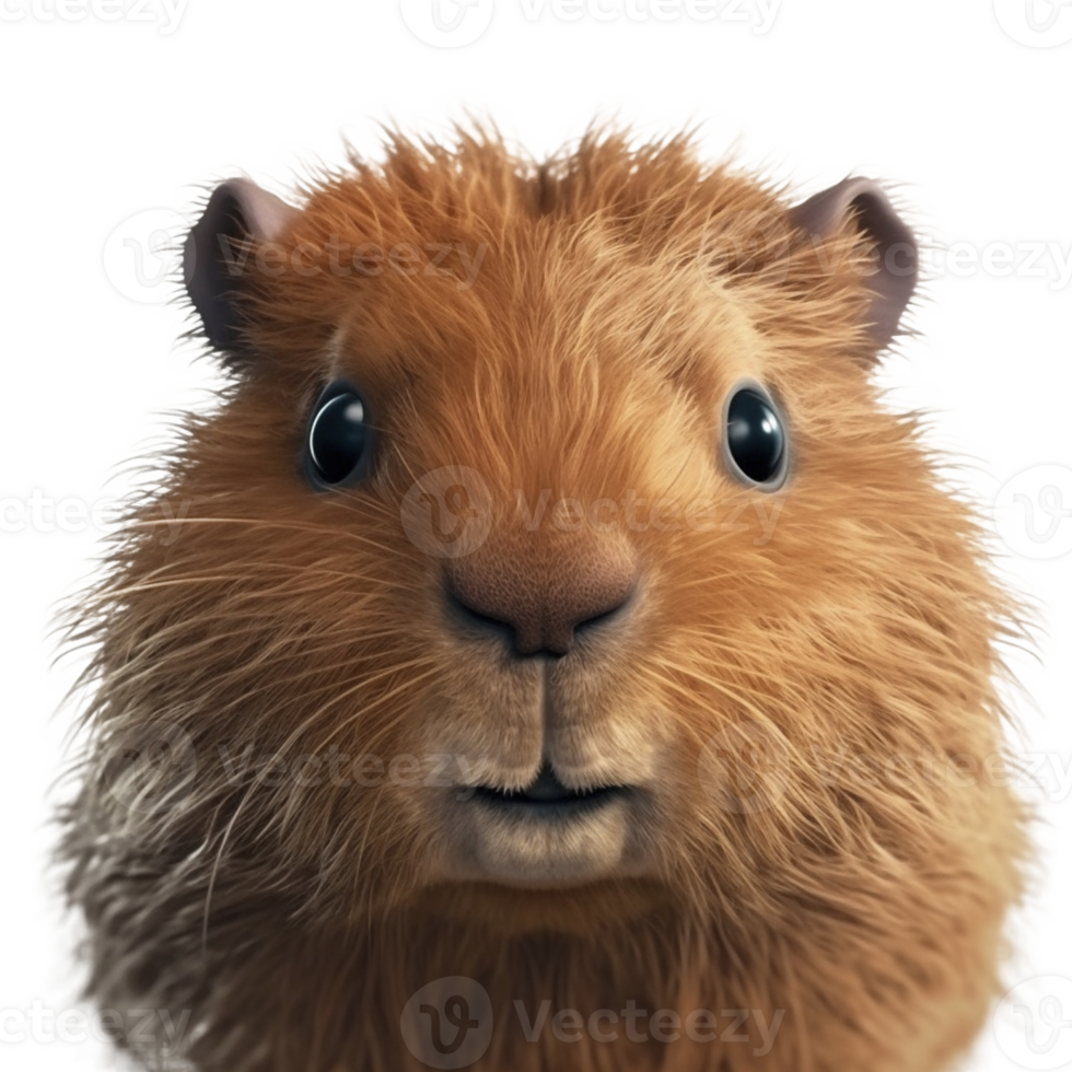 Adorable capybara closeup portait on transparent background, created with png
