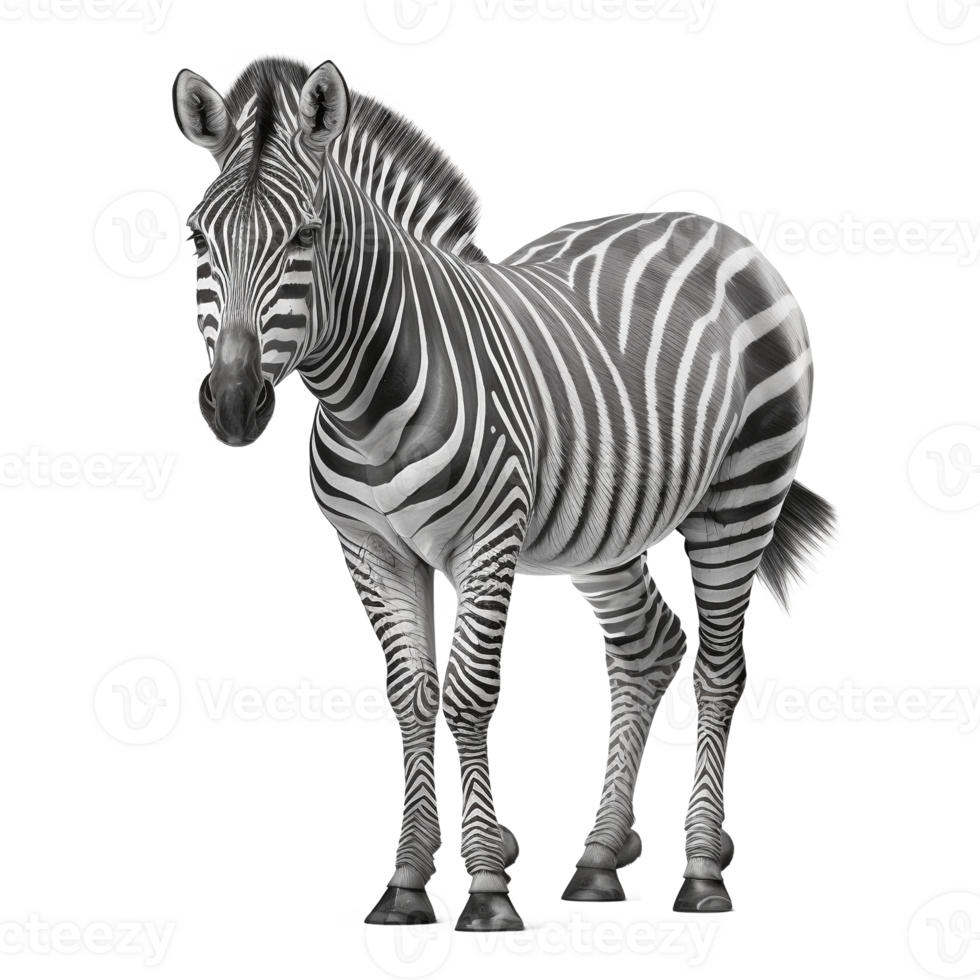 Zebra on transparent background, created with png