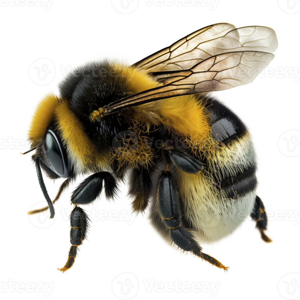 Honey bee on transparent background, created with png
