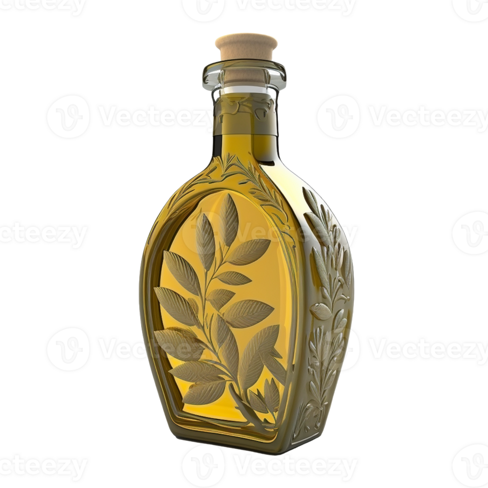 Olive oil bottle on transparent background, created with png