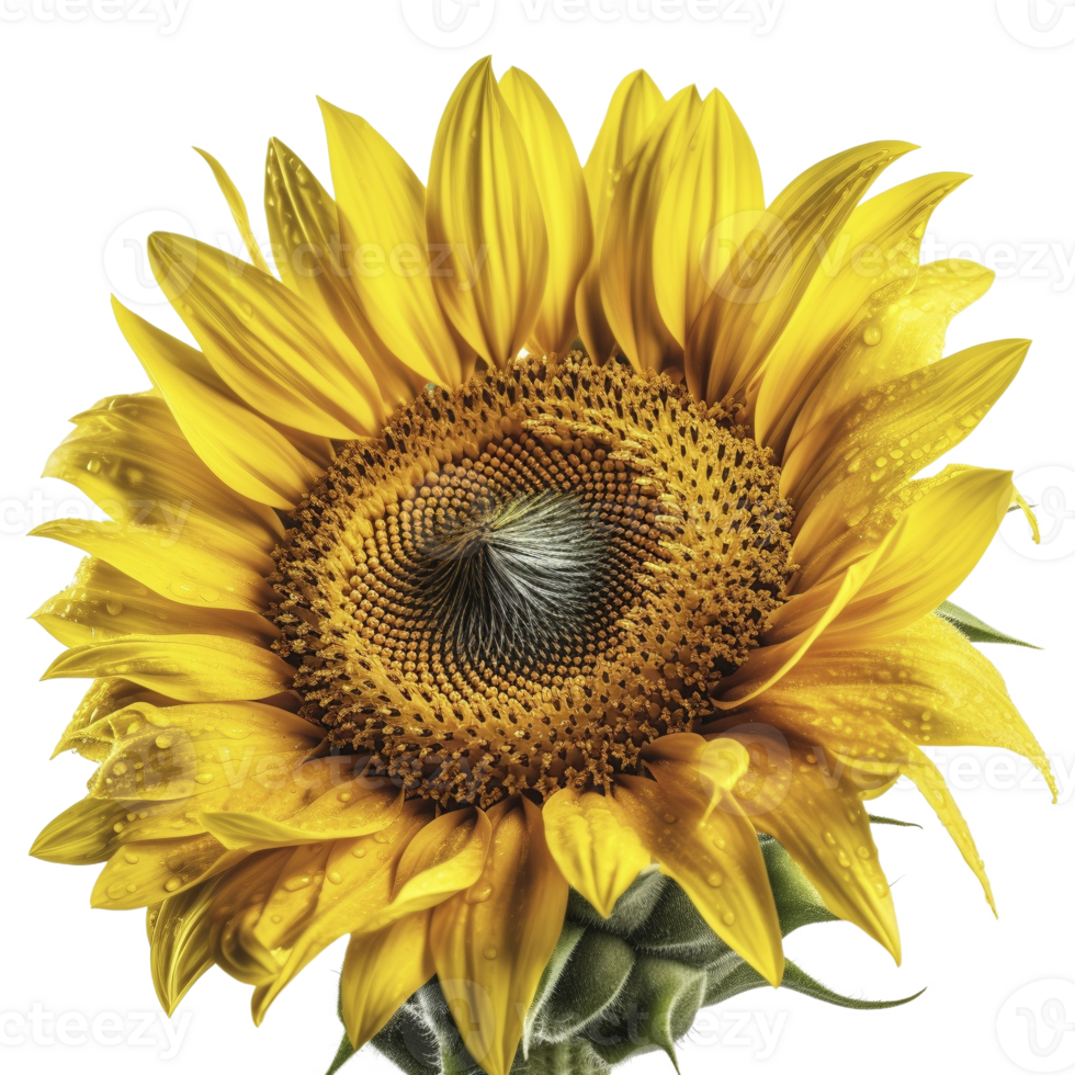 Sunflower head on transparent background, created with png