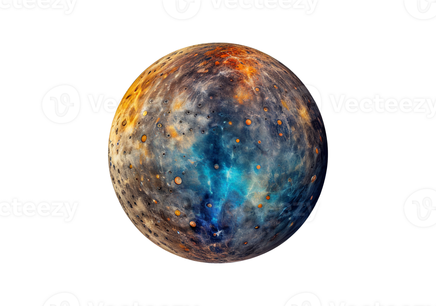 Planet Mercury on transparent background, created with png