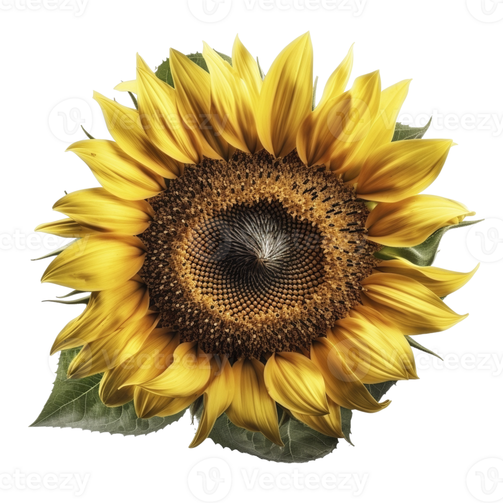 Sunflower head on transparent background, created with png