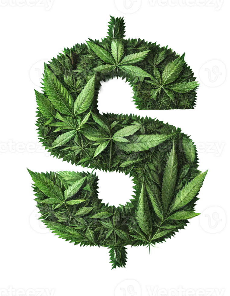 Cannabis dollar sign on transparent background, created with png