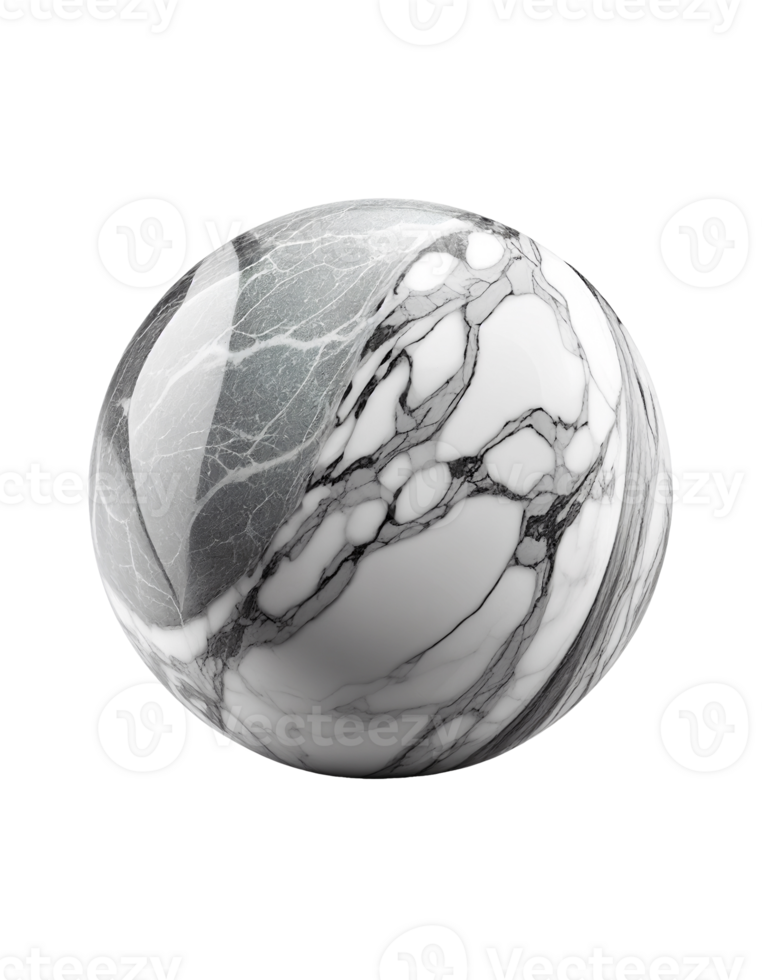 Marble stone ball isolated on transparent created with png