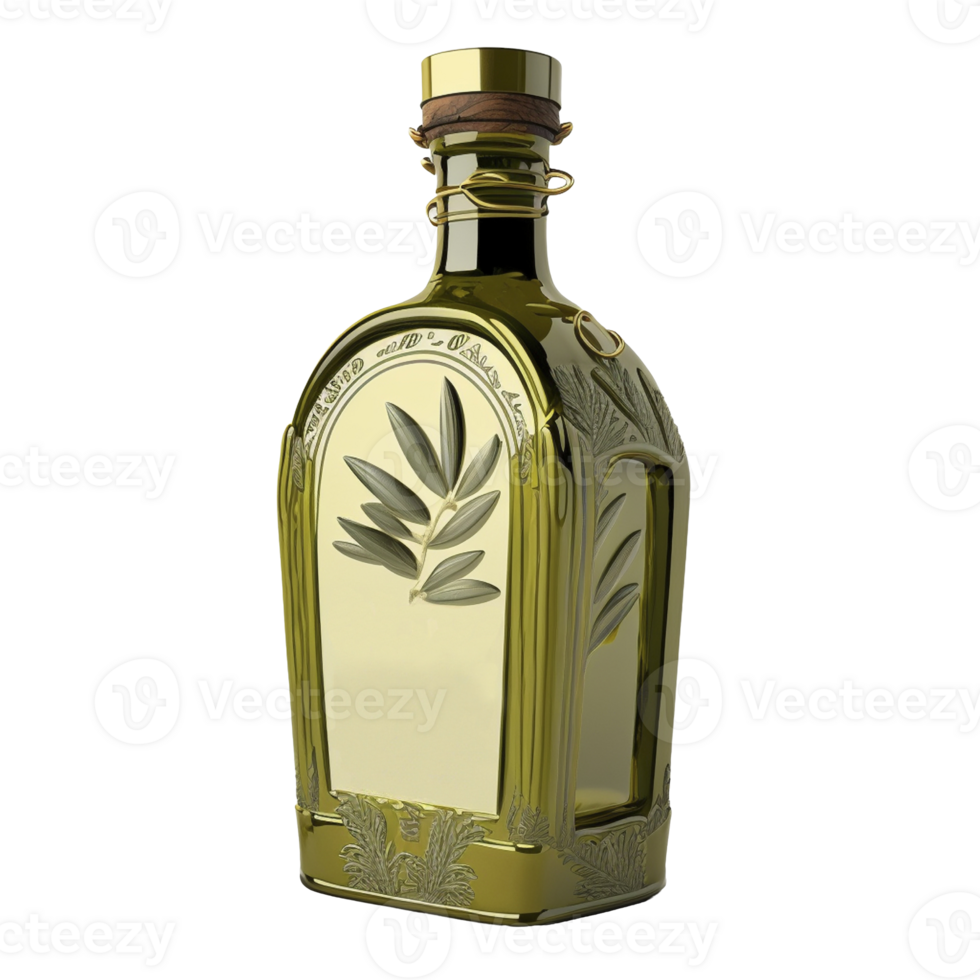 Olive oil bottle on transparent background, created with png