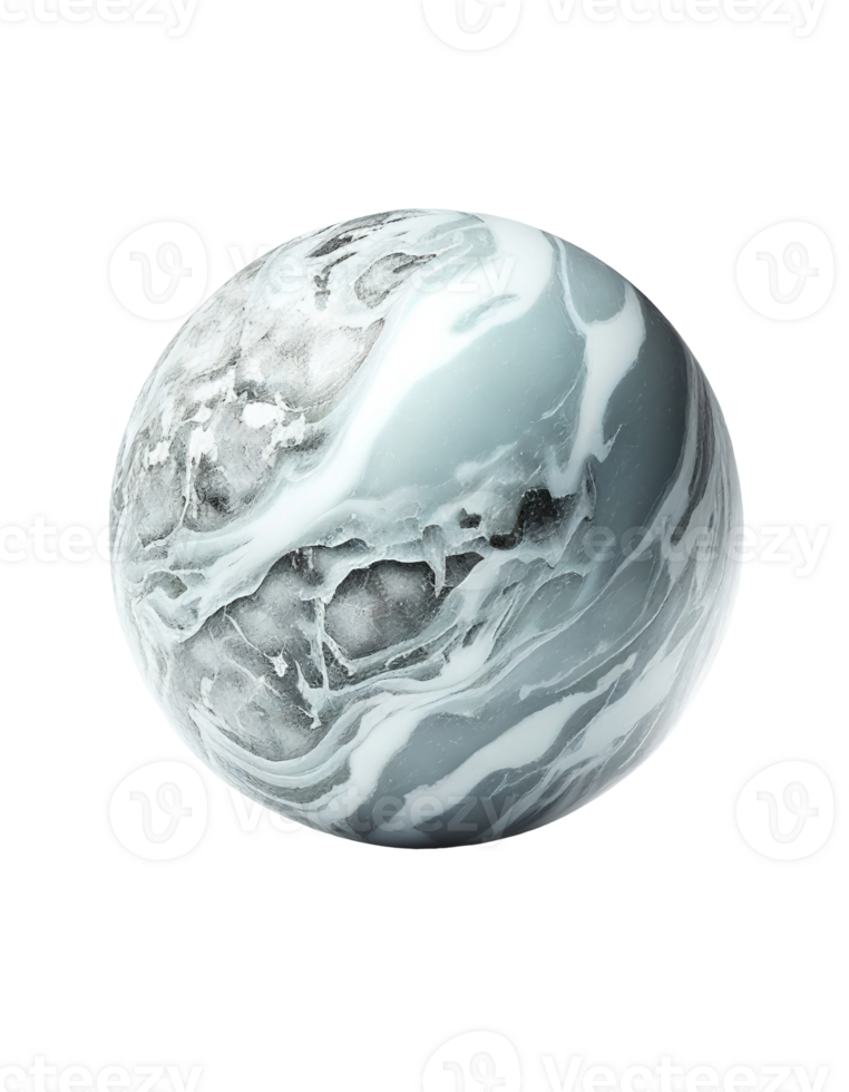 Marble stone ball isolated on transparent created with png