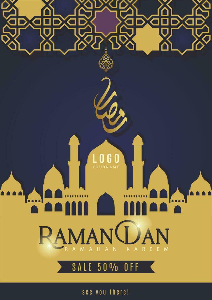 ramadan islamic celebration and poster vector