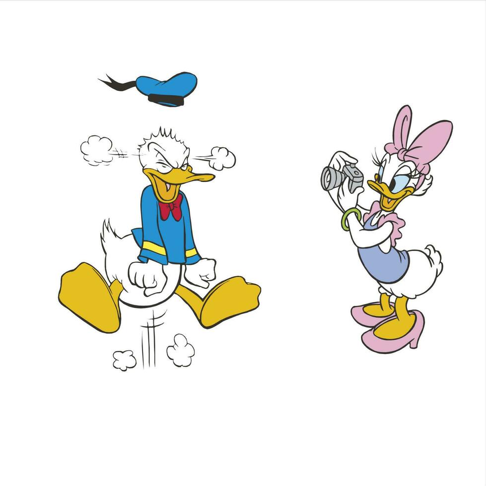 Donald Pato y margarita Pato vector editorial