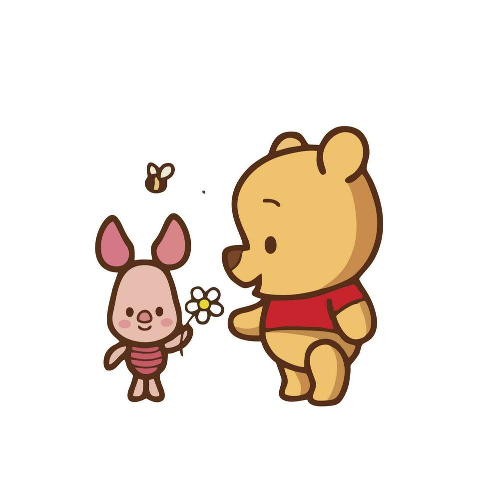 Winnie el pooh poses bebé vector