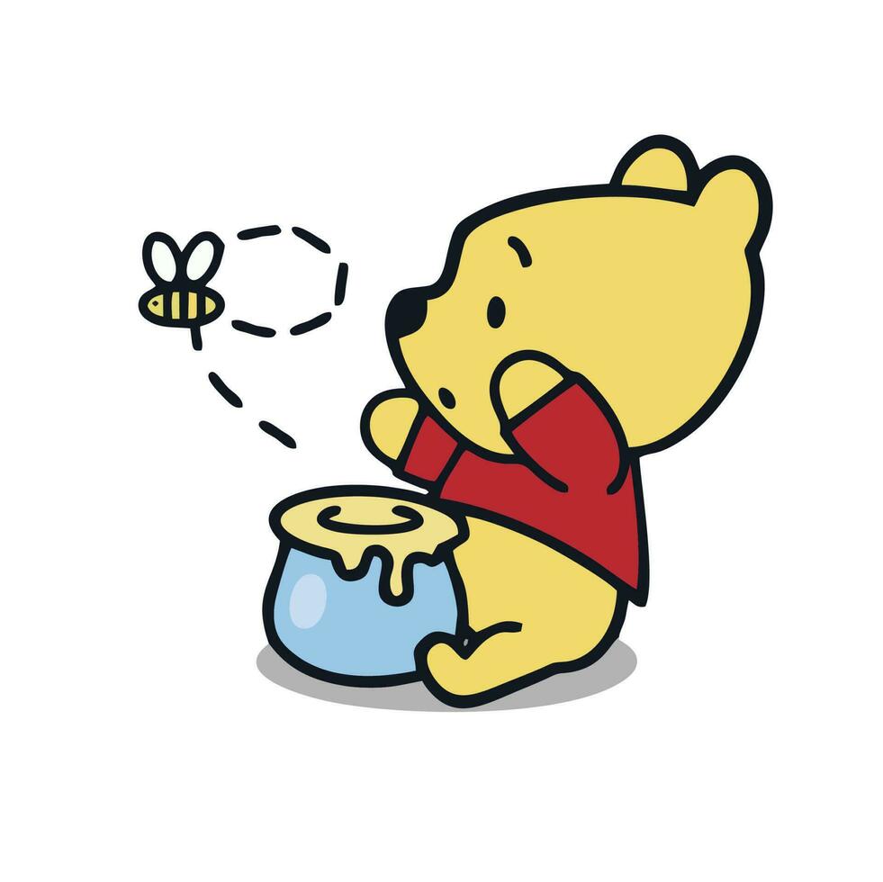 Winnie el pooh poses bebé vector