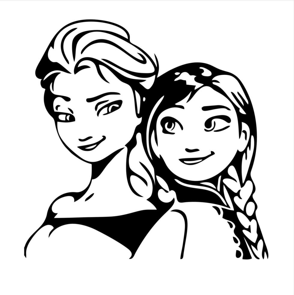 elsa and anna of frozen cartoon vector