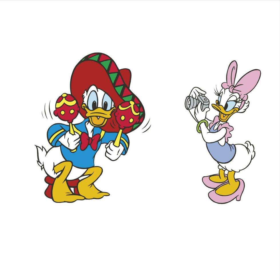 donald duck and daisy duck vector editorial