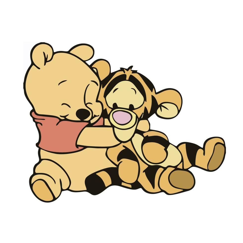 Winnie el pooh poses bebé vector