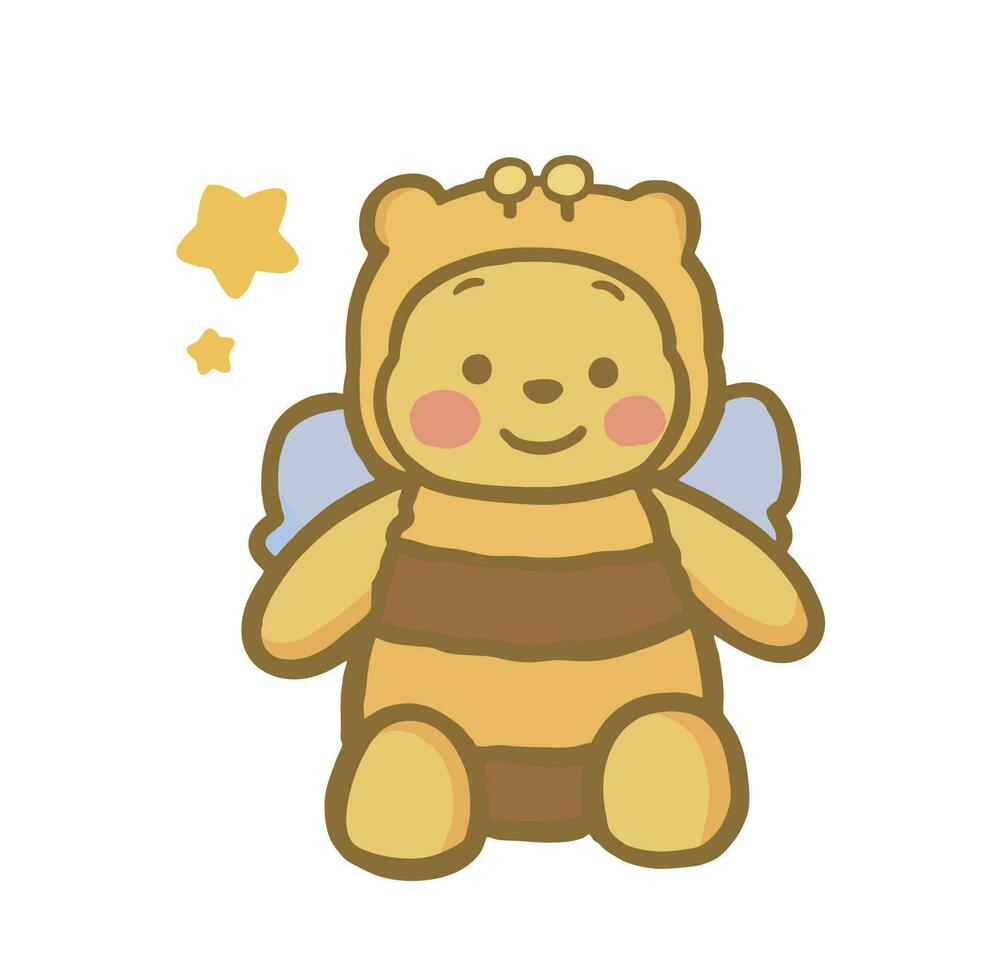 Winnie el pooh poses bebé vector