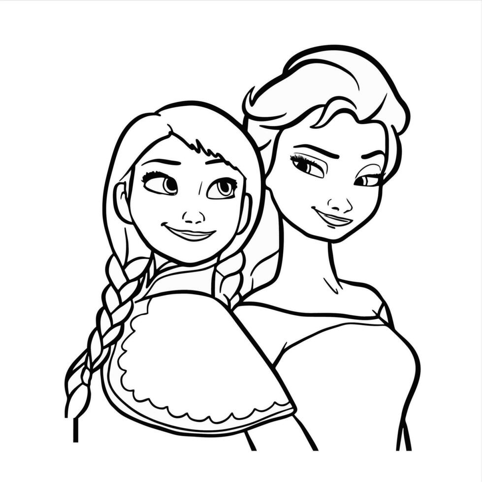 elsa and anna of frozen cartoon vector